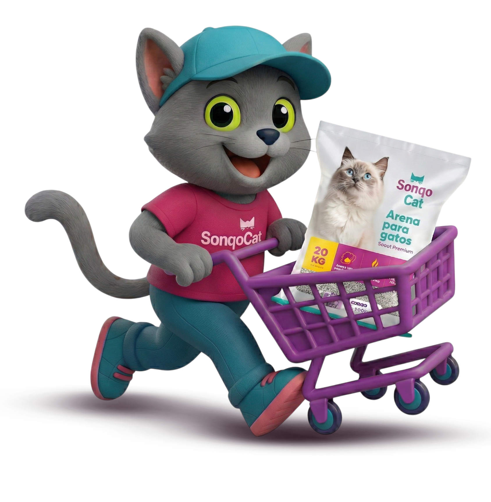 Mascota SonqoCat con carrito